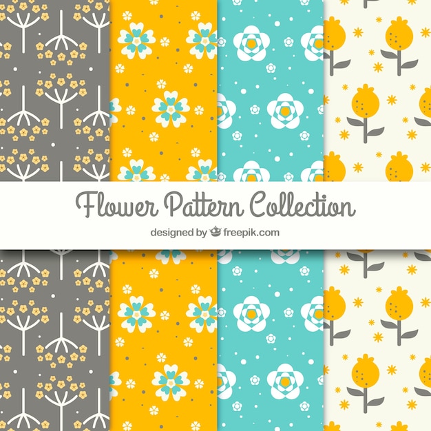 Flower patterns collection in flat style