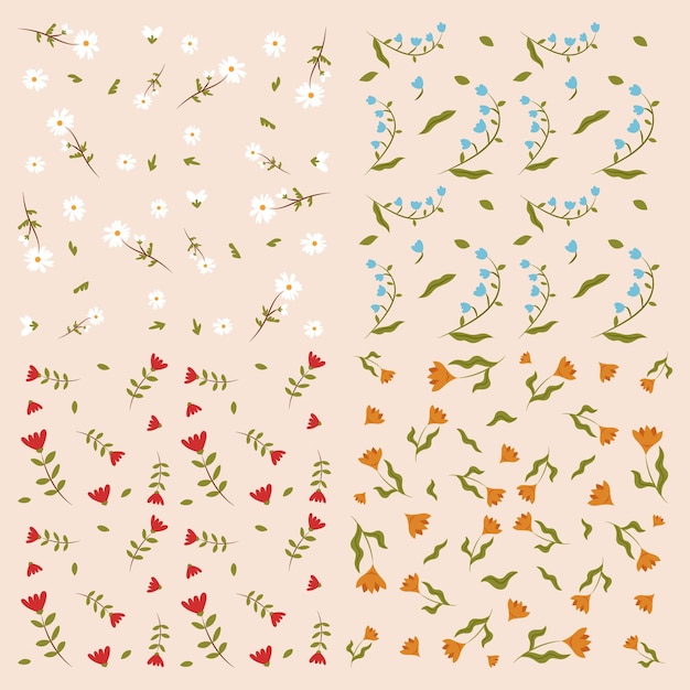 Free Vector flower seamless pattern set