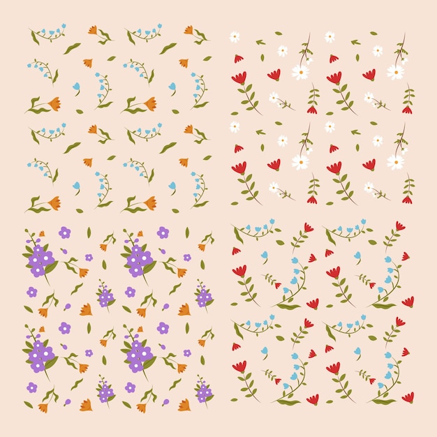 Free Vector flower seamless pattern set