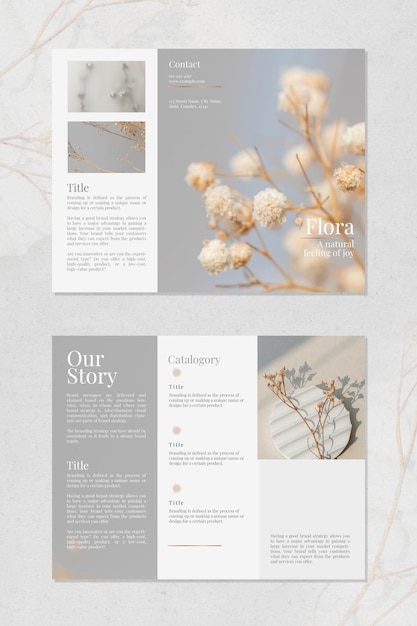 Free Vector flower shop brochure template