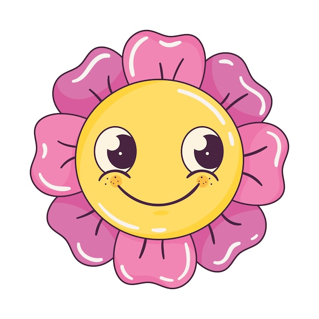 Free vector flower smiling retro style