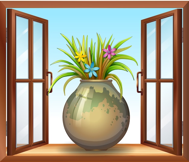 Free Vector flower in vase near window