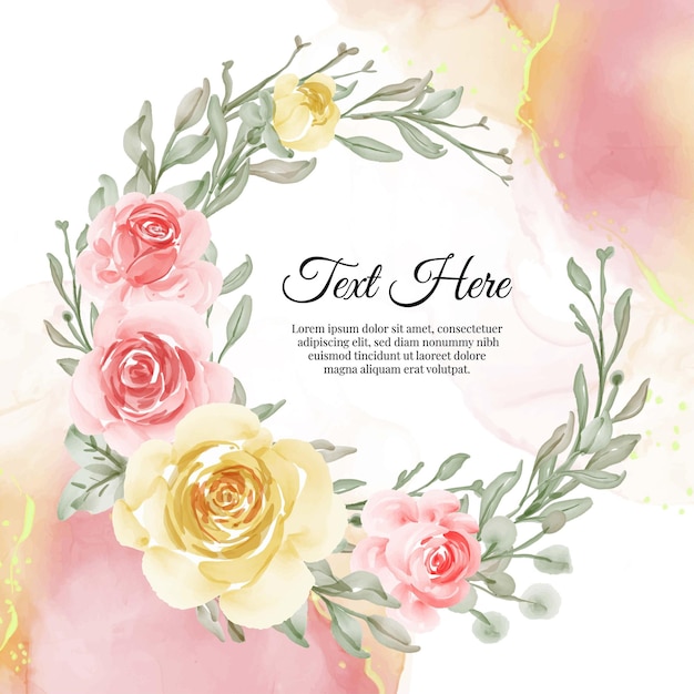 Free Vector flower wreath frame of flower yellow and peach for wedding