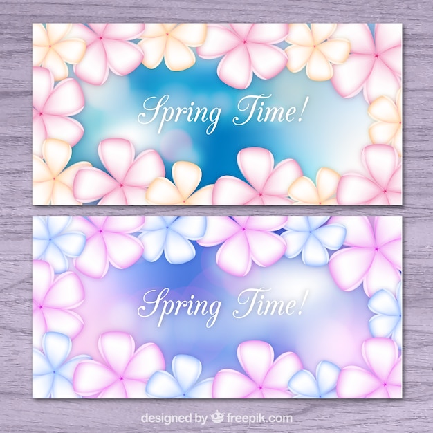 Free Vector flowers on a blur background spring banners