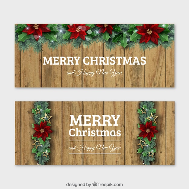 Free Vector flowers christmas banners