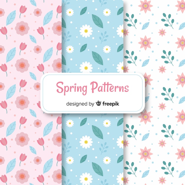 Flowers spring pattern set