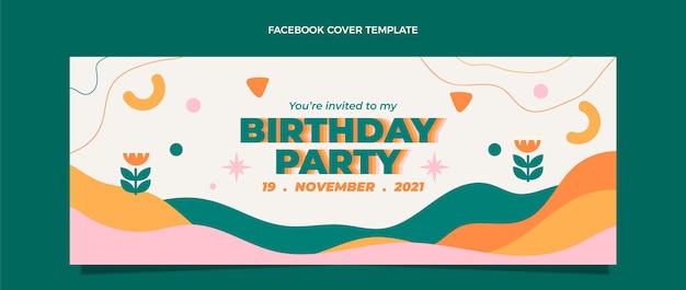 Flt design minimal birthday facebook cover