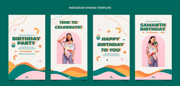 Flt design minimal birthday ig stories