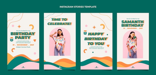 Flt design minimal birthday ig stories