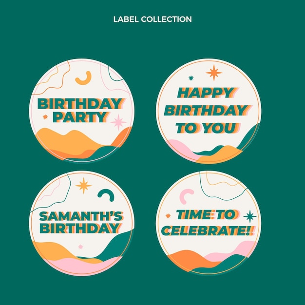 Flt design minimal birthday label and badges