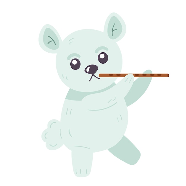 Free Vector fluffy bear playing flute