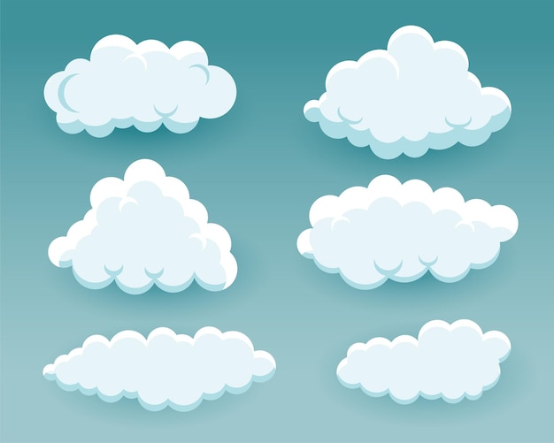 Free Vector fluffy cartoon clouds in different shapes