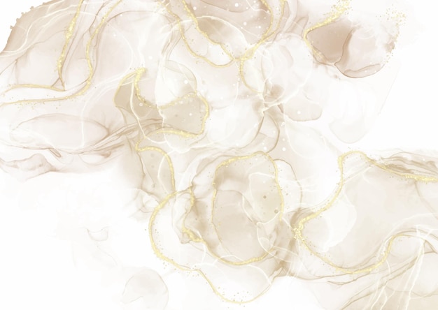 Free Vector fluid art hand painted background with gold glitter elements