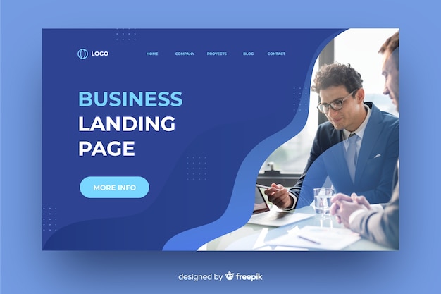 Fluid elegant business landing page with photo