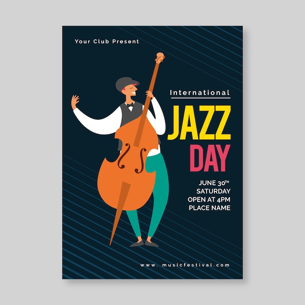 Free Vector flyer template for international jazz day