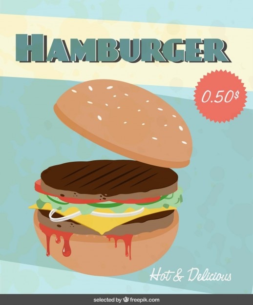 Free vector flyer with hamburger illustration