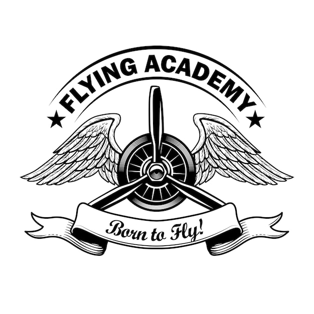 Free Vector flying academy label