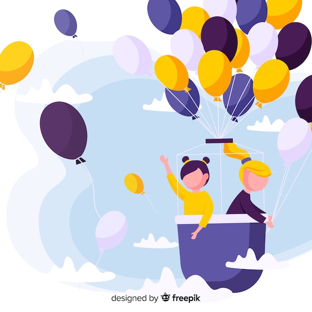 Free Vector  flying balloon childrens day background