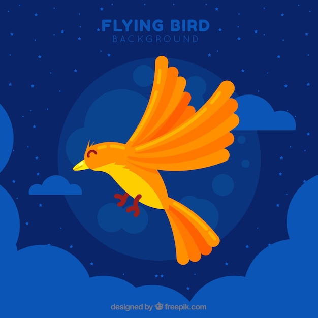 Free Vector flying bird at night background