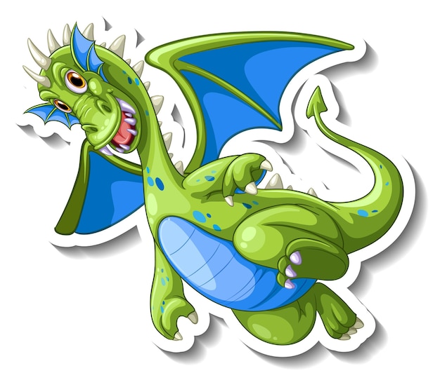 Flying dragon cartoon character sticker