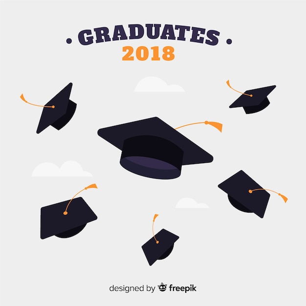 Flying graduation hats