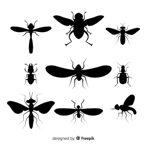 Free Vector flying insect silhouette collection