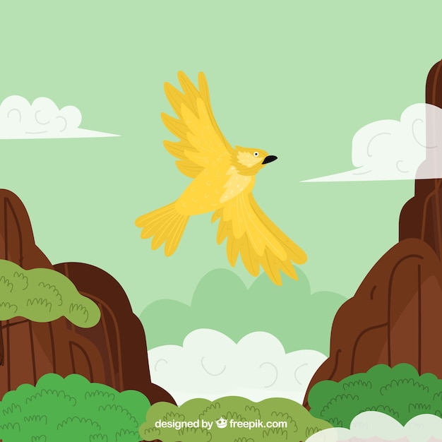 Free vector flying yellow bird background