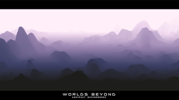 Free Vector fog over mountains panoramic landscape