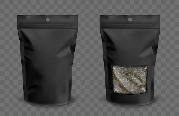 Foil pouch with zipper and plastic window for tea