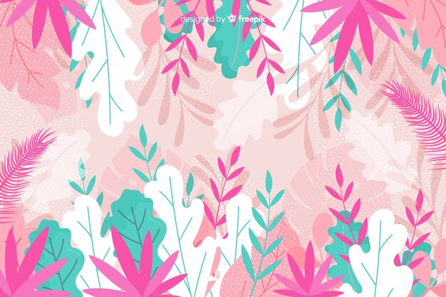 Foliage in blue and pink shades background