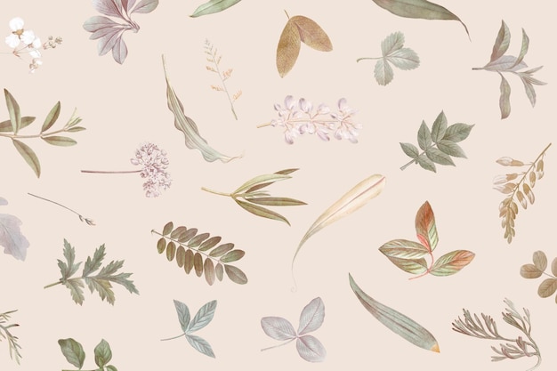 Foliage pattern on beige background