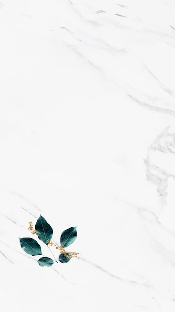 Free vector foliage pattern on marble textured background