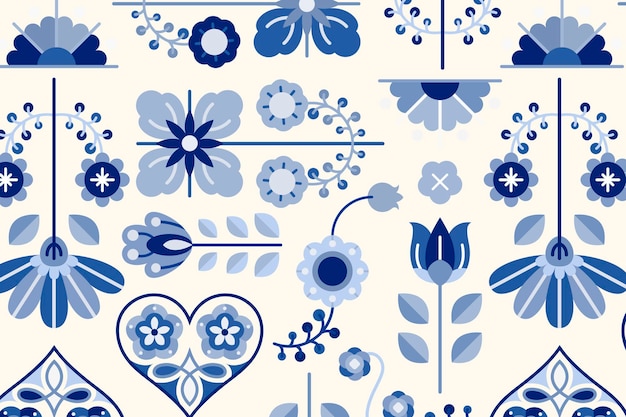 Free Vector folk art design element patterned background