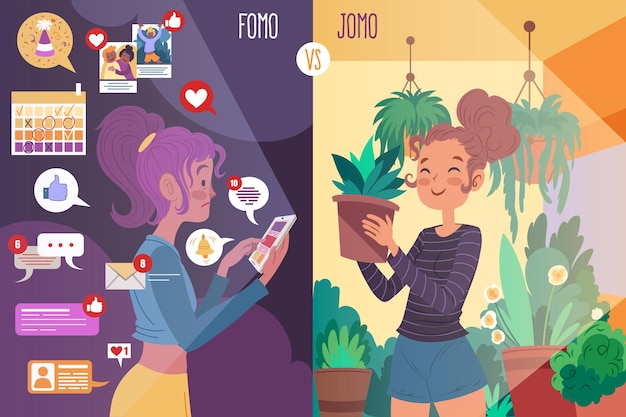 Fomo vs jomo illustrated