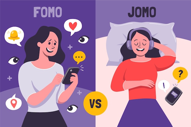 Free Vector fomo vs jomo illustration