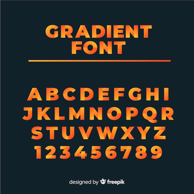 Font alphabet in gradient style