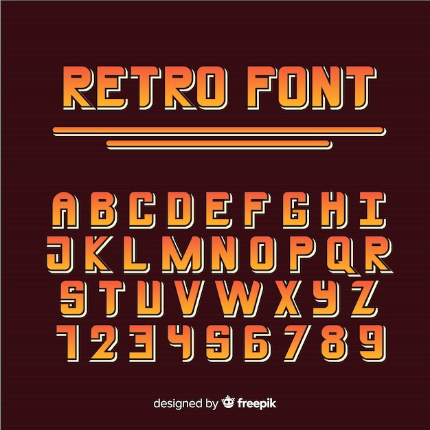 Font alphabet in retro style