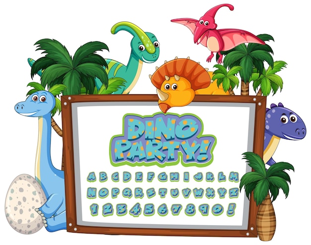 Font design for english alphabets in dinosaur character on white