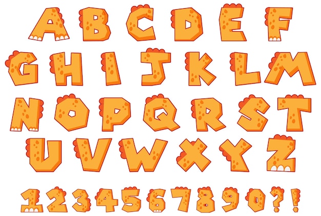 Font design for english alphabets and numbers