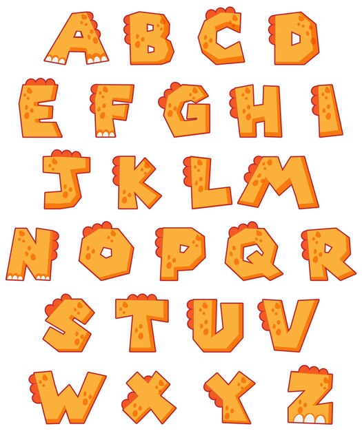 Font design for english alphabets in orange