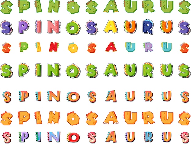 Font design for spinosaurus