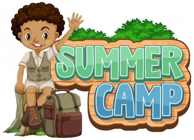 Font design for summer camp with cute kid at park