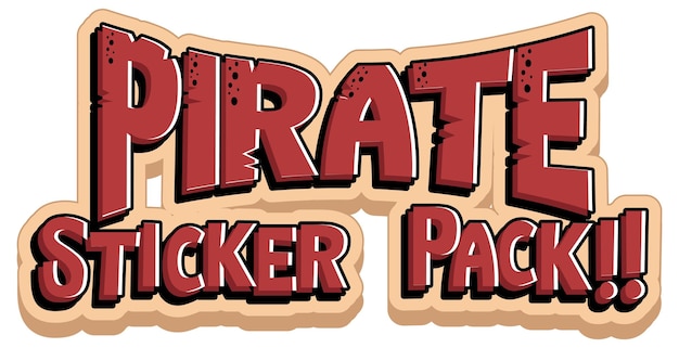 Font design with Pirate Sticker Pack word