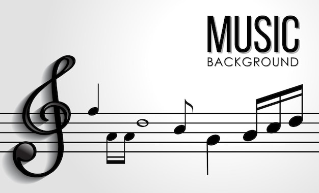 Font design for word music with music notes on white background