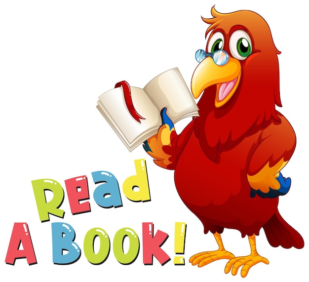 Font design for word read a book with bird reading book