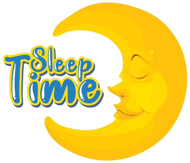 Font design for word sleep time with happy moon