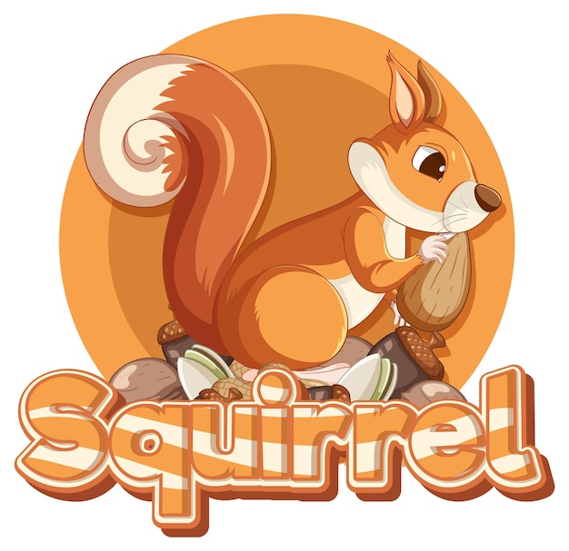 Free Vector font design for word squirrel in brown