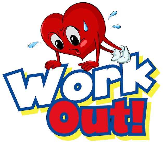 Font design for word work out with heart working out