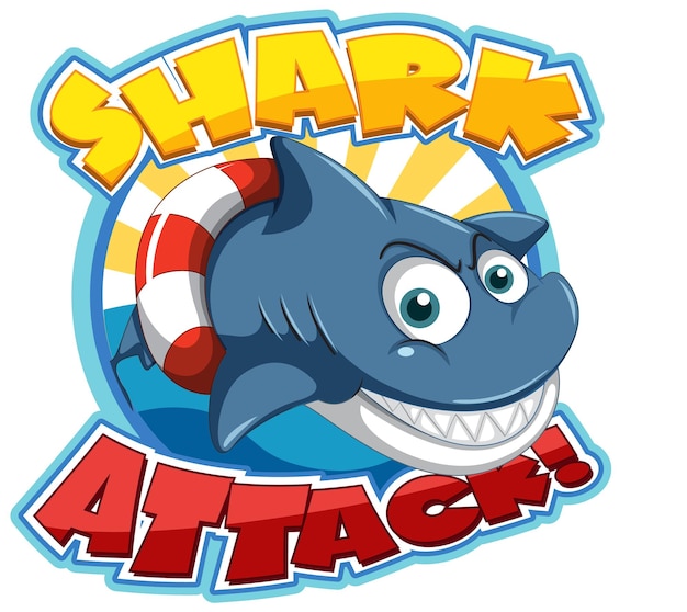 Free Vector font design for words shark attack