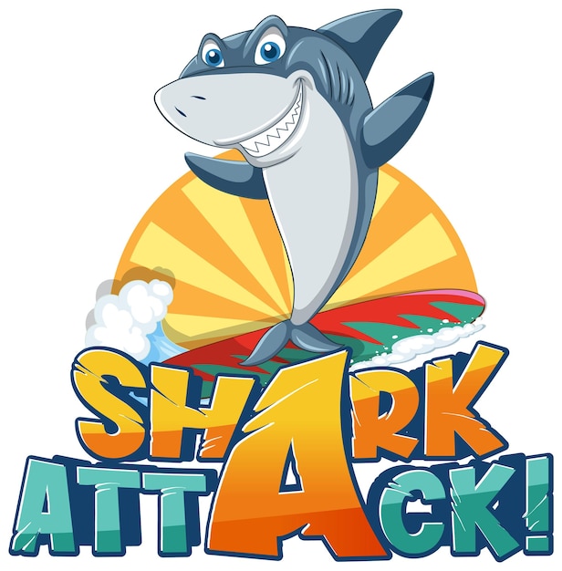 Free Vector font design for words shark attack